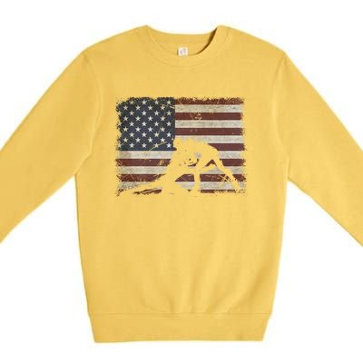 Vintage Wrestling Wrestle American Flag Usa Flag Wrestler Gift Premium Crewneck Sweatshirt