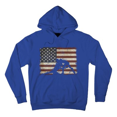 Vintage Wrestling Wrestle American Flag Usa Flag Wrestler Gift Hoodie