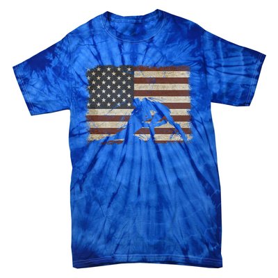 Vintage Wrestling Wrestle American Flag Usa Flag Wrestler Gift Tie-Dye T-Shirt