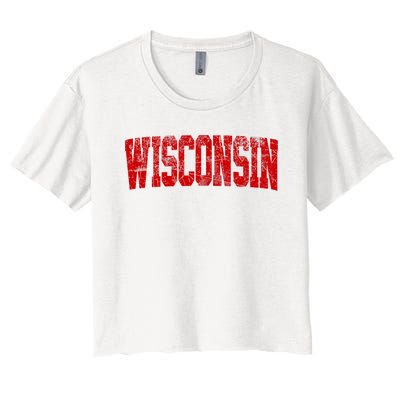 Vintage Wisconsin Wisconsin Red Retro Wisconsin Women's Crop Top Tee