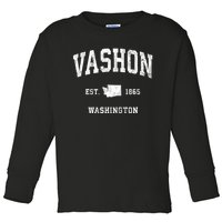 Vashon Washington Wa Vintage Athletic Sports Design Toddler Long Sleeve Shirt