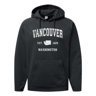 Vancouver Washington Wa Vintage Sports Performance Fleece Hoodie