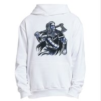 Viking Warrior With Axe Urban Pullover Hoodie