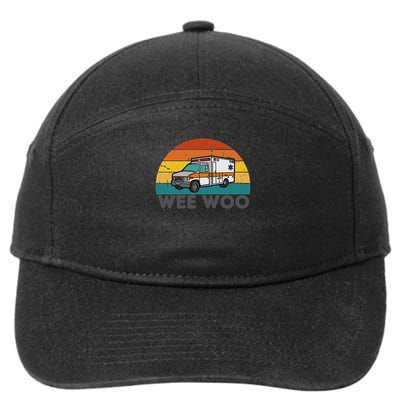 Vintage Wee Woo Ambulance Amr Funny Ems Emt Paramedic. 7-Panel Snapback Hat