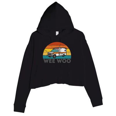 Vintage Wee Woo Ambulance Amr Funny Ems Emt Paramedic. Crop Fleece Hoodie