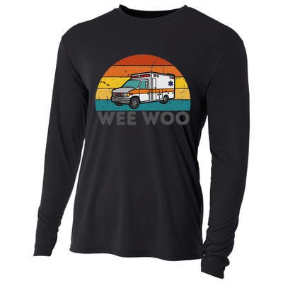 Vintage Wee Woo Ambulance Amr Funny Ems Emt Paramedic. Cooling Performance Long Sleeve Crew