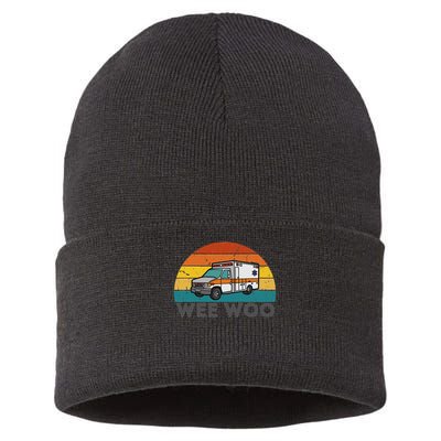 Vintage Wee Woo Ambulance Amr Funny Ems Emt Paramedic. Sustainable Knit Beanie