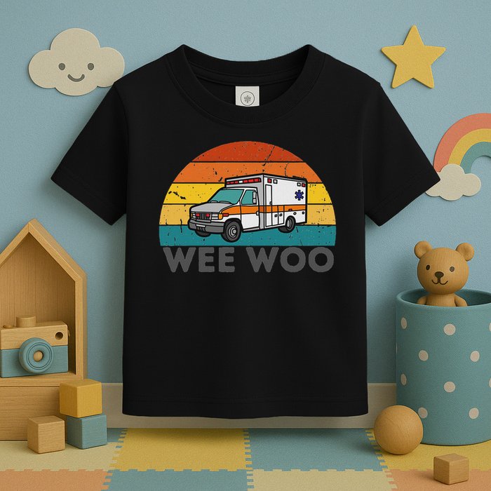 Vintage Wee Woo Ambulance Amr Funny Ems Emt Paramedic. Toddler T-Shirt