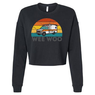 Vintage Wee Woo Ambulance Amr Funny Ems Emt Paramedic. Cropped Pullover Crew