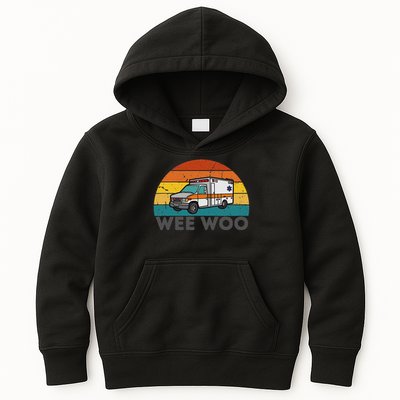 Vintage Wee Woo Ambulance Amr Funny Ems Emt Paramedic. Kids Hoodie
