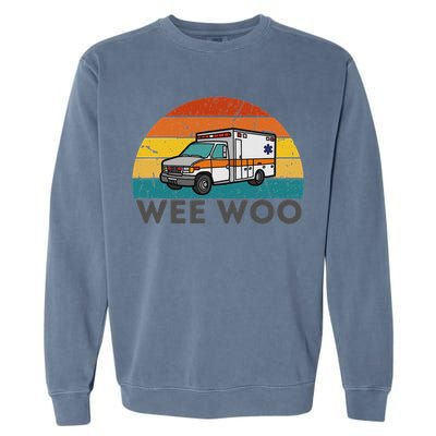 Vintage Wee Woo Ambulance Amr Funny Ems Emt Paramedic. Garment-Dyed Sweatshirt