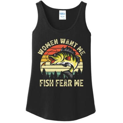 Vintage Women Want Me Fish Bass Fear Me Funny Lover Fishing Ladies Essential Tank