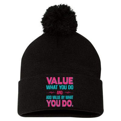 Value What You Do And Add Calue By What You Do Pom Pom 12in Knit Beanie