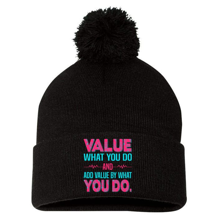 Value What You Do And Add Calue By What You Do Pom Pom 12in Knit Beanie
