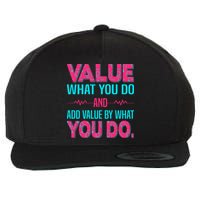 Value What You Do And Add Calue By What You Do Wool Snapback Cap
