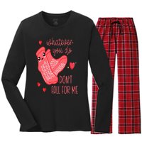 Valentine Whatever You Do DonT Fall For Me Rn Pct Cna Nurse Women's Long Sleeve Flannel Pajama Set 