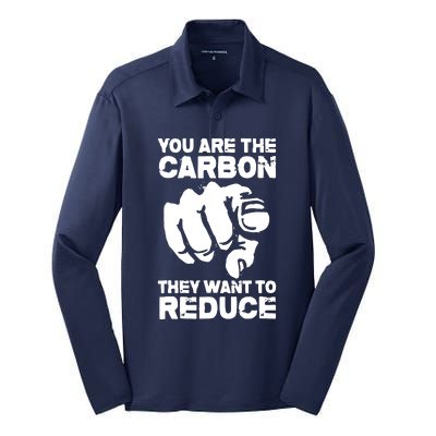 Vintage You Are The Carbon They Want To Reduce Funny Silk Touch Performance Long Sleeve Polo