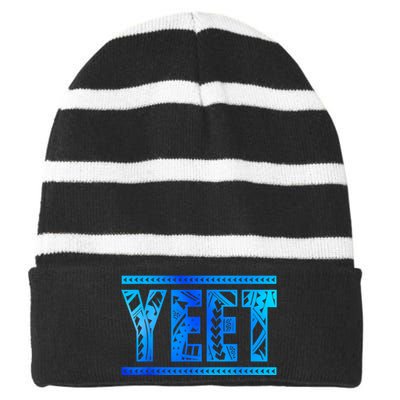 Vintage Yeet Apparel Saying Funny Striped Beanie with Solid Band