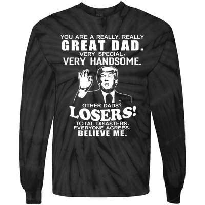 Vintage You Are A Great Great Dad Support Trump Tie-Dye Long Sleeve Shirt