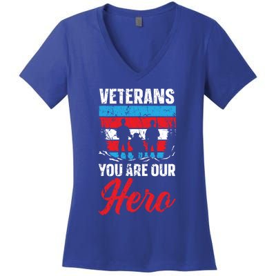 Veterans You Are Our Hero Usa Flag American Memorial Day Gift Women's V-Neck T-Shirt