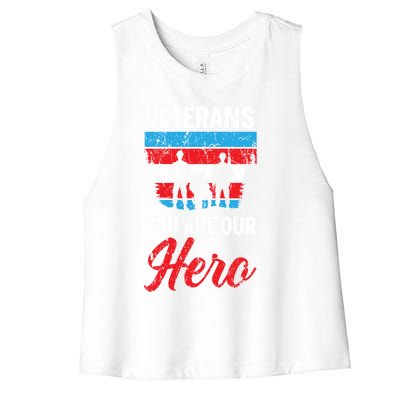 Veterans You Are Our Hero Usa Flag American Memorial Day Gift Women's Racerback Cropped Tank