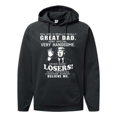 Vintage You Are A Great Great Dad Support Trump FatherS Day Performance Fleece Hoodie