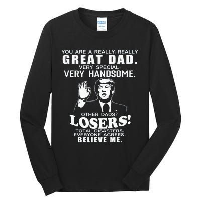 Vintage You Are A Great Great Dad Support Trump FatherS Day Tall Long Sleeve T-Shirt