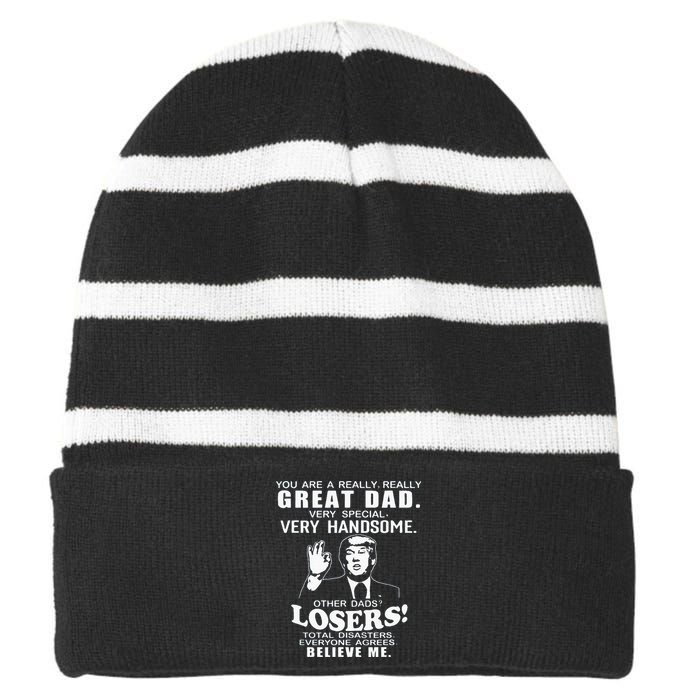 Vintage You Are A Great Great Dad Support Trump FatherS Day Striped Beanie with Solid Band