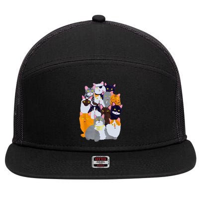 Vintage Y2K Enjoi Cat Gang Cute Cat Mom Cat Dad Cat Lover TShirt 7 Panel Mesh Trucker Snapback Hat