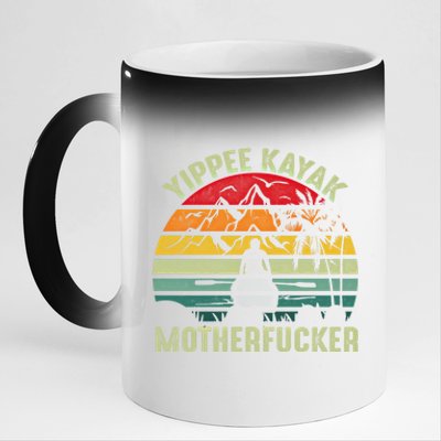 Vintage Yippeekayak Funny Kayak Gift 11oz Black Color Changing Mug