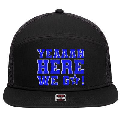 Vintage Yeah Here We Go Football 7 Panel Mesh Trucker Snapback Hat