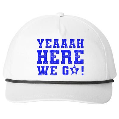 Vintage Yeah Here We Go Football Snapback Five-Panel Rope Hat