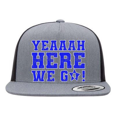 Vintage Yeah Here We Go Football Flat Bill Trucker Hat