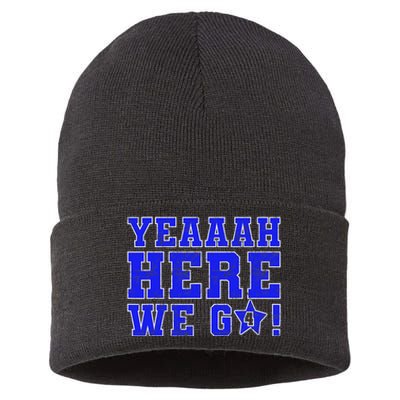 Vintage Yeah Here We Go Football Sustainable Knit Beanie