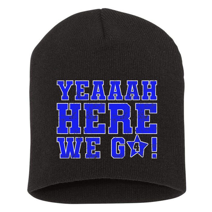 Vintage Yeah Here We Go Football Short Acrylic Beanie