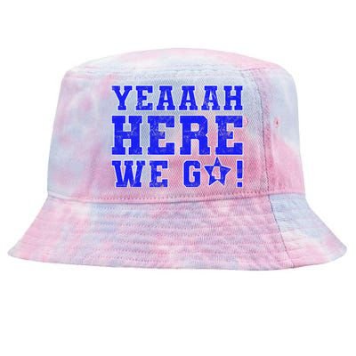 Vintage Yeah Here We Go Football Tie-Dyed Bucket Hat