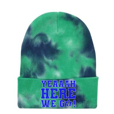 Vintage Yeah Here We Go Football Tie Dye 12in Knit Beanie