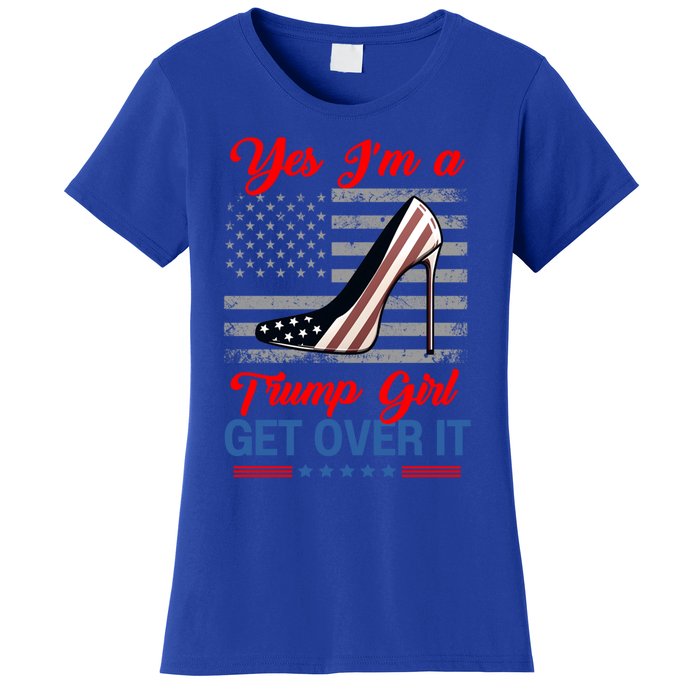 Vintage Yes IM A Trump Get Over It Trump 2024 Usa Flag Gift Women's T-Shirt