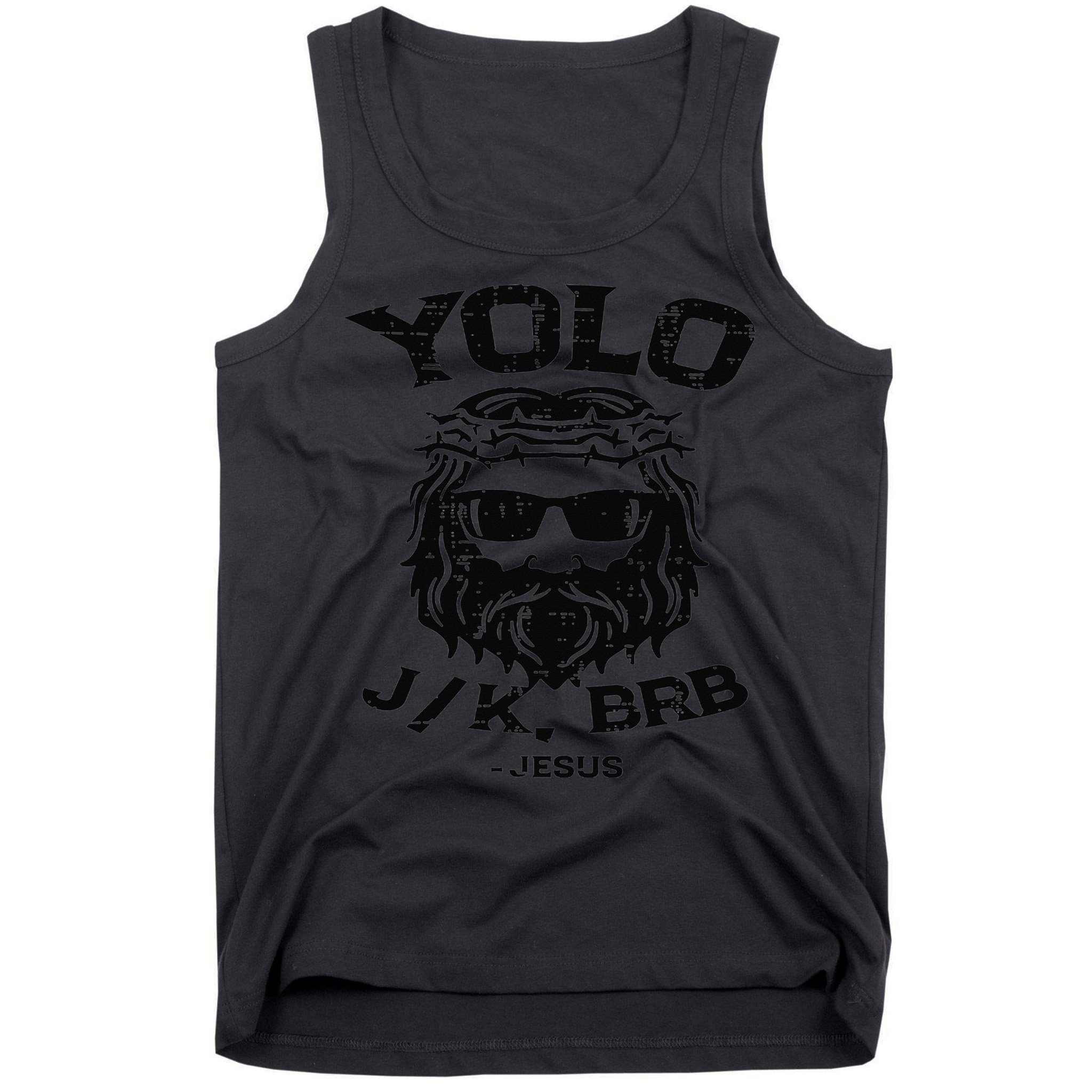 Vintage Yolo Just Kissing Be Right Back Jesus Funny Tank Top
