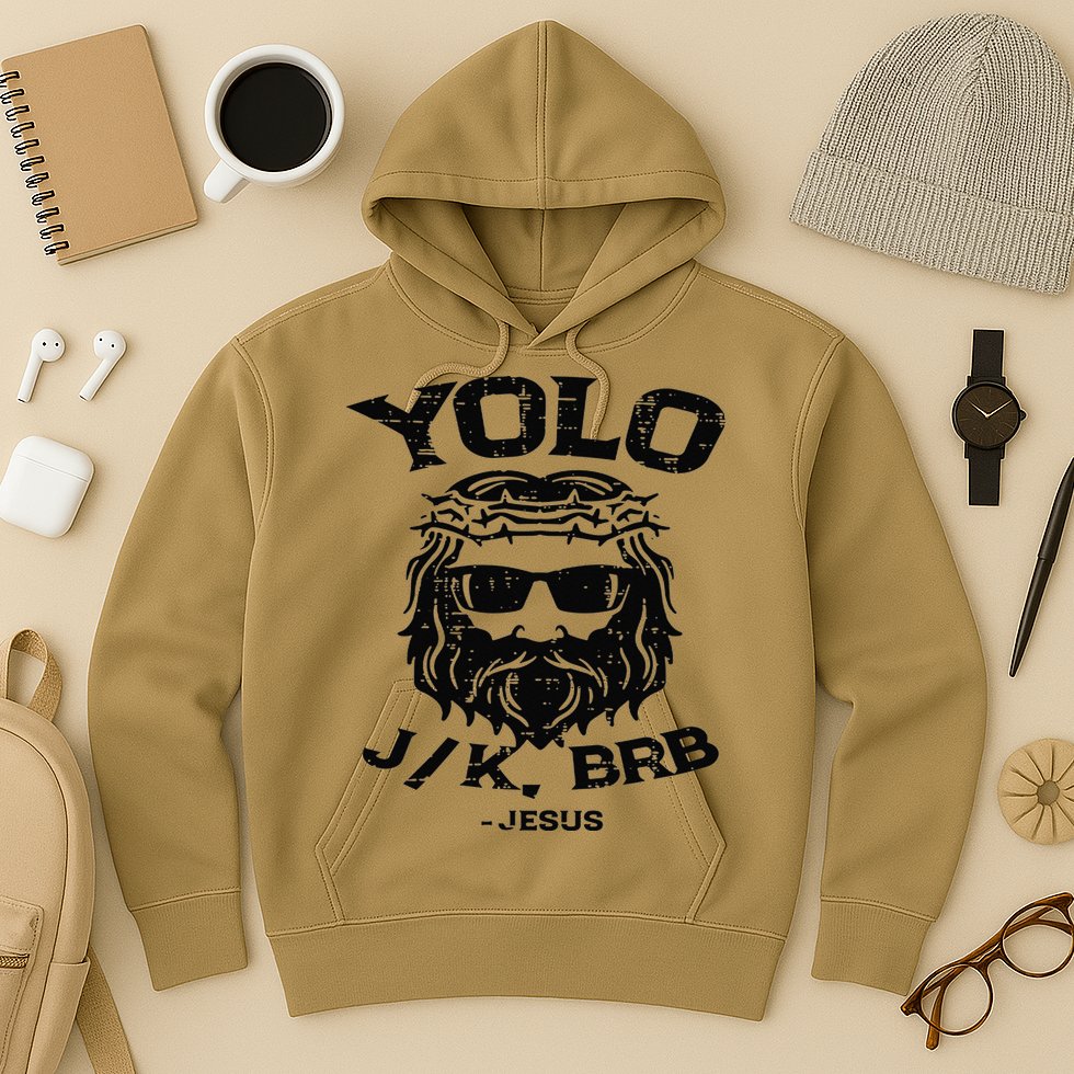 Vintage Yolo Just Kissing Be Right Back Jesus Funny Hoodie