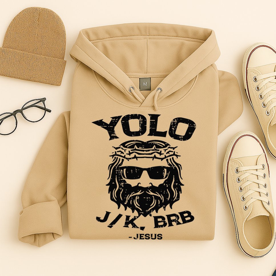 Vintage Yolo Just Kissing Be Right Back Jesus Funny Hoodie