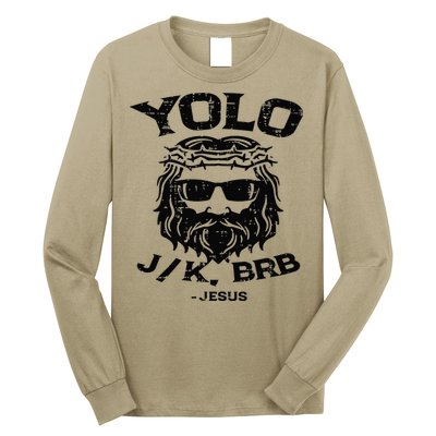 Vintage Yolo Just Kissing Be Right Back Jesus Funny Long Sleeve Shirt