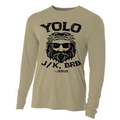 Vintage Yolo Just Kissing Be Right Back Jesus Funny Cooling Performance Long Sleeve Crew
