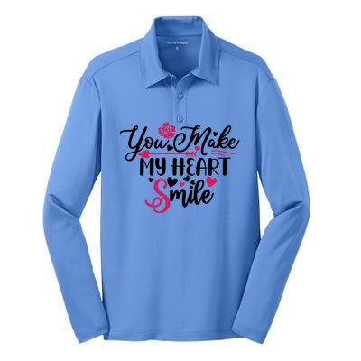 Valentine You Make My Heart Smile Silk Touch Performance Long Sleeve Polo