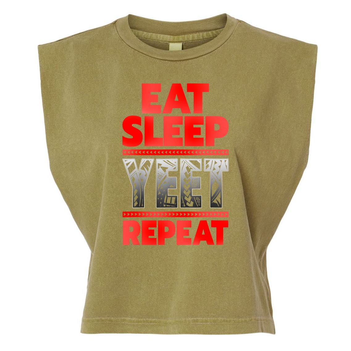 Vintage Yeet Mens Funny Saying Eat Sleep Repeat Garment-Dyed Women's Muscle Tee