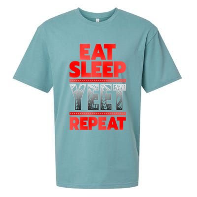 Vintage Yeet Mens Funny Saying Eat Sleep Repeat Sueded Cloud Jersey T-Shirt