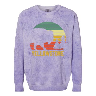 Vintage Yellowstone National Park Retro Travel Buffalo Bison Colorblast Crewneck Sweatshirt