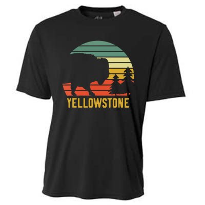 Vintage Yellowstone National Park Retro Travel Buffalo Bison Cooling Performance Crew T-Shirt