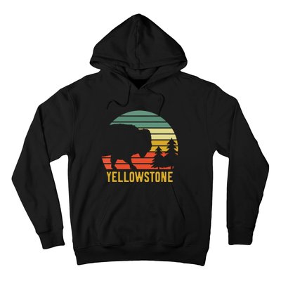 Vintage Yellowstone National Park Retro Travel Buffalo Bison Hoodie