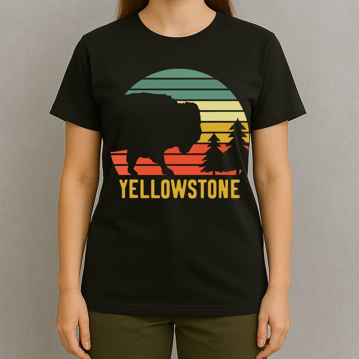 Vintage Yellowstone National Park Retro Travel Buffalo Bison T-Shirt